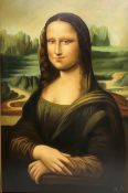 After Leonardo da Vinci: 'Mona Lisa', late 20th century oil on canvas signed 90cm x 60cm