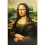 After Leonardo da Vinci: 'Mona Lisa', late 20th century oil on canvas signed 90cm x 60cm