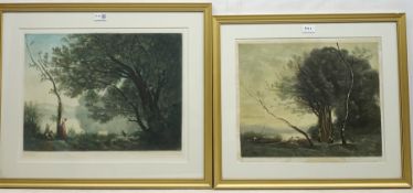 H.Scott Bridgewater after J.C.Corot : 'Souvenir De Northfontaine' & 'The Bent Tree', two mezzotint