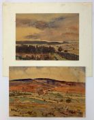 D J Bevan (British mid 20th century): The North Yorkshire Moors, two watercolours signed 18cm x 28cm