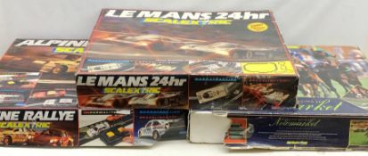 Scalextric - three sets: Newmarket, LeMans 24hr and Alpine Rallye, all boxed