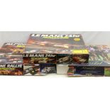 Scalextric - three sets: Newmarket, LeMans 24hr and Alpine Rallye, all boxed