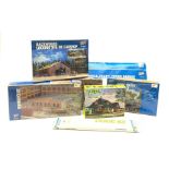 HO scale - four unopened Cornerstone construction kits comprising two Roundhouses, Backwoods Locomot