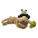 Three Merrythought Teddy Bears to include a Merrythought Leopard cub pyjama case, Panda and Hippo (3