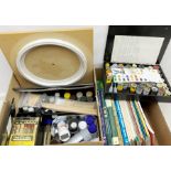 Quantity of acrylic, floquil and enamel modelling paints; and collection of books and booklets on ra