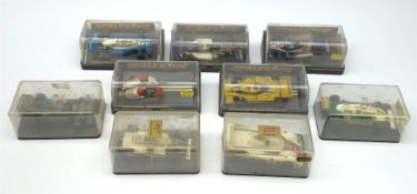 Scalextric - five slot-racing models comprising C281 Red Motorcycle Combination, C134 Elf Renault RS