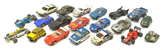 Scalextric - twenty slot-racing models including C281-2 Motorcycle combination, Batmobile, racing ca