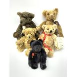 Three modern Alice Chapman hand stitched mohair teddy bears, each with miniature booklet label, larg