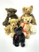 Three modern Alice Chapman hand stitched mohair teddy bears, each with miniature booklet label, larg