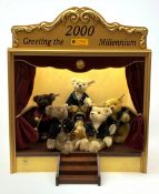 Steiff limited edition 'Millenium Dream Band' of five teddy bears on a stage playing various musical