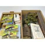 HO scale - fourteen unmade trackside building construction kits including Cornerstone Sunrise Feed M