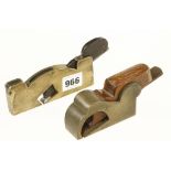 A brass bullnose plane 3 1/2" x 1 1/4" and a 1/2" brass rebate plane G