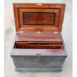 A cabinetmaker's pine chest 40" x 25" x 25" veneered in mahogany and rosewood,