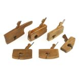Six miniature beech rebate and compass planes 4" to 5" G