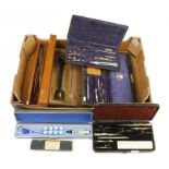 Three part sets of drawing instruments,