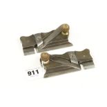 A pair of craftsman made L & R side rebate planes with brass handles G