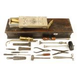 quantity of jewellers tools in pine box G+