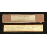 A rare 16" engineer's Estimating Slide Rule for metals by W F BROWN with Cost of Metal Bars, Plates,