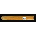 An architects 2' two fold boxwood and brass slide rule with beveled edge by SLOPER & SON 1890-95