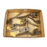 Seven Clyburn style adjustable wrenches by WESTCOTT, HALE,