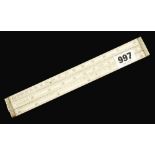 A 9" ivory excise rule with German silver trim by BUSS 33 Hatton Gardens G++