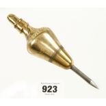 An attractive brass plumb bob with decorated body and knurled finial 7" o/a G++