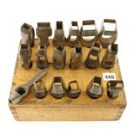 An unusual set of 18 square and oblong leather punches G