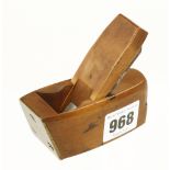 A miniature boxwood bullnose plane with brass front 3" x 1 3/8" ink stain to one side o/w G++