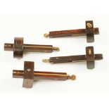 Four rosewood and brass mortice gauges G++