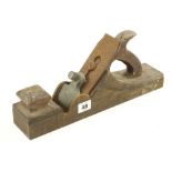 A 13 1/2" iron panel plane with brass lever for restoration