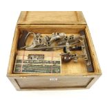 STANLEY Nos 45 and 55 combination planes complete in fitted oak and pine box G++