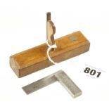 A miniature steel square with 1 1/2" blade and a 4" beech router both by PRESTON G++