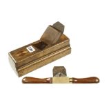 A brass shave with mahogany handle and a beech panel raising plane for restoration G