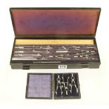 A part set of drawing instruments by THORNTON and a set of 3 bows in orig boxes G