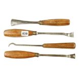 Four large carving tools with similar handles G+
