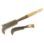 A small single sided billhook by PARKES and another larger G++