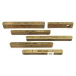 Six brass topped rosewood levels 6" to 10" G