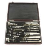 A rare large drawing set by STANLEY London, as illustrated, in fitted case 10 3/4" x 8" G++