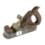 A Scottish style iron smoother with stepped toe and brass lever crack to handle G+