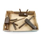 A flax comb and three other rustic pit saw handles to allow four men to operate the saw G plus VAT