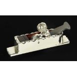 A recent miniature German silver mitre plane stamped R.S. (Roger Smeaton) 3 1/2" x 5/8" with