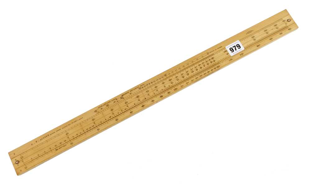 A little used 24" R.F.AGNEW'S Slide Rule Pat. 22165-1913 for the cloth trade with Kilos per 1000