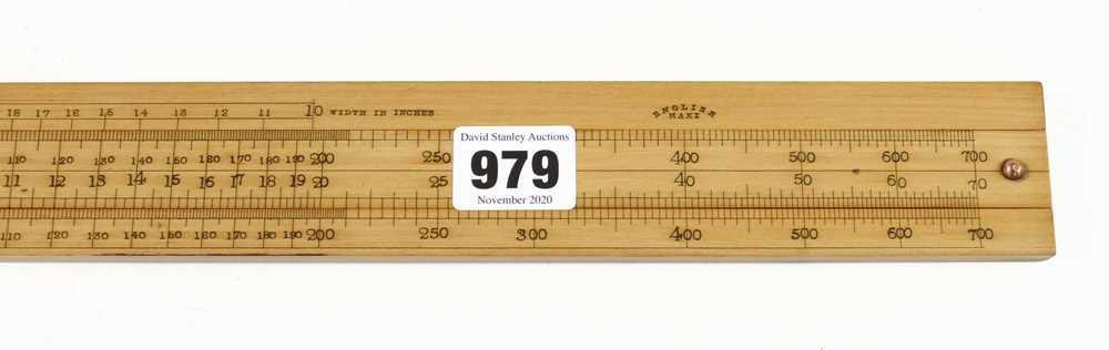A little used 24" R.F.AGNEW'S Slide Rule Pat. 22165-1913 for the cloth trade with Kilos per 1000 - Image 2 of 3