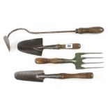 A fern trowel and 4 other vintage gardening tools G