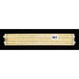 A rare 12" ivory and German silver double slide proof rule by BUSS Maker Hatton Garden London G+