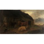 James ROBERTS (act.1858-c.1876) Highland Cattle at Rest Oil on canvas 50.5 x 92cm