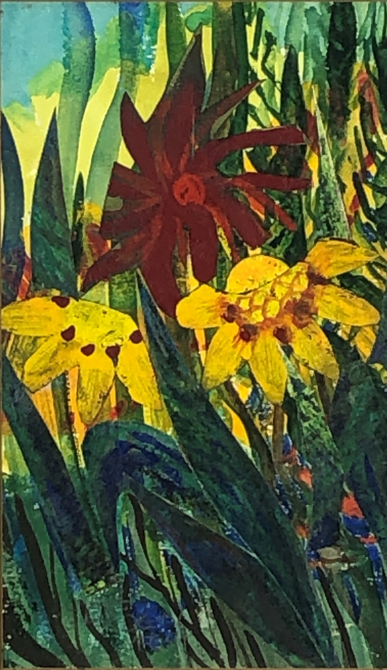 Jean M. F. CARTER (British, 20th Century) June Garden Mixed media gouache collage Inscribed as