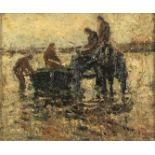 Harry FIDLER (1856-1935) Landing Herrings Oil on canvas Signed 24.5 x 29.5cm