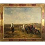 Follower of SCHREYER Arabian Landscape with Men on Horseback Oil on canvas Signed 'Schreyer' 58 x