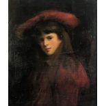 James COUTTS MICHIE (1861-1919) Portrait of a Young Girl in Red Oil on canvas Signed verso 'X Coutts